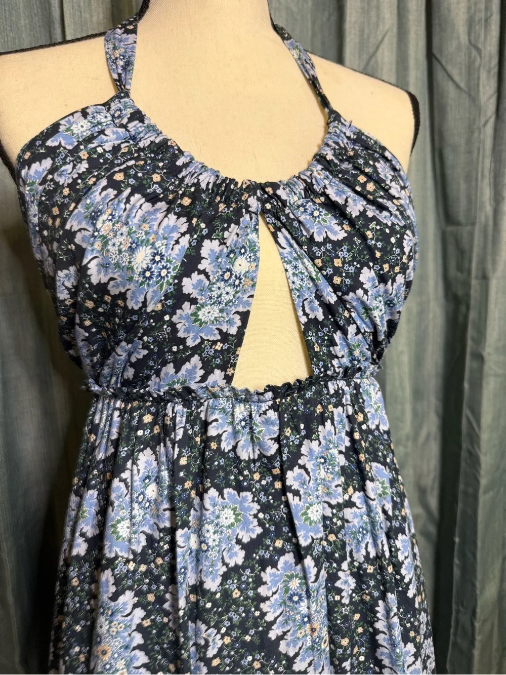 J. Crew Blue Floral Halter Maxi Dress